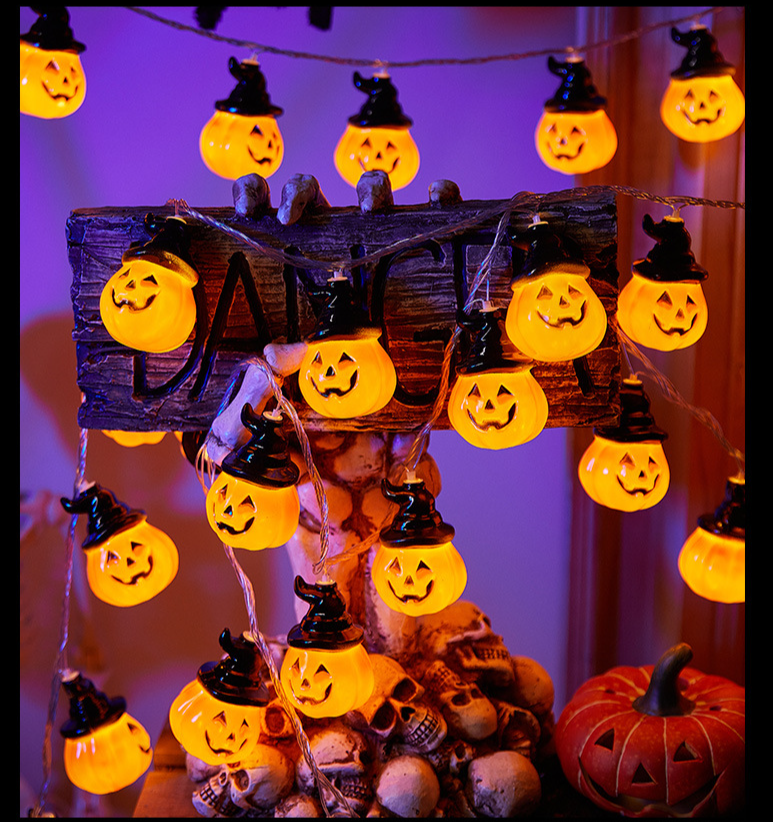 Halloween LED Pumpkin Ghost Eye Bat Small Colorful String Atmosphere Decoration Lights_voghion.com