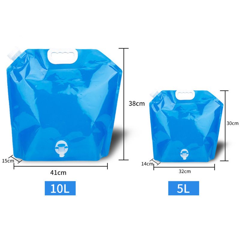 Outdoor Large Capacity Portable Folding Car Mountaineering Faucet 10L Plastic Bucket Camping Water Bag_voghion.com