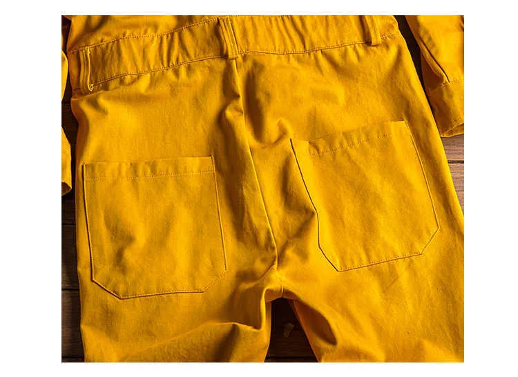 Jeans Sokotoo Men's letters printed long sleeve yellow joggers jumpsuits Y2K Youth overalls Coveralls T221102_voghion.com