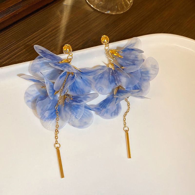 Orecchino con fiore d'ago d'argento, fata coreana, centro commerciale coreano, stile vacanza, temperamento dolce di nicchia_voghion.com