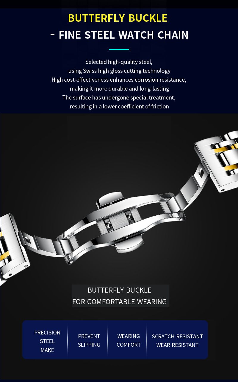 VA VOOM Brand New 2712 Steel Strip Blue Face Fashionable Business Waterproof Watch_voghion.com