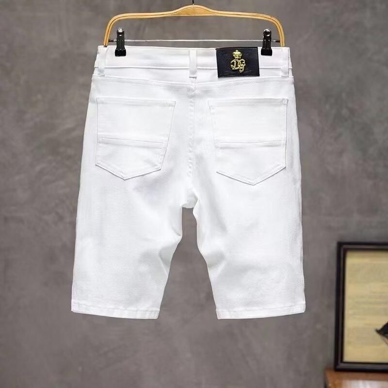 Men's Clothing P New Elastic Solid Color Large Size Ripped Slim Men's Denim Shorts Men's Shorts_voghion.com