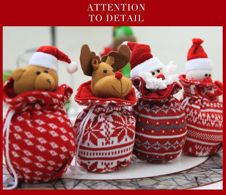 Bolsa navideña tridimensional de punto nueva y creativa para regalo de Navidad, bolsa para envolver regalos navideños, bolsa para dulces navideños_voghion.com