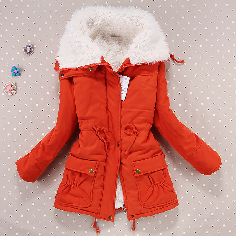 Giacca invernale da donna addensata piumino lungo con cappuccio cappotto da donna slim fit colletto in pelo imbottito in cotone cappotto da donna_voghion.com