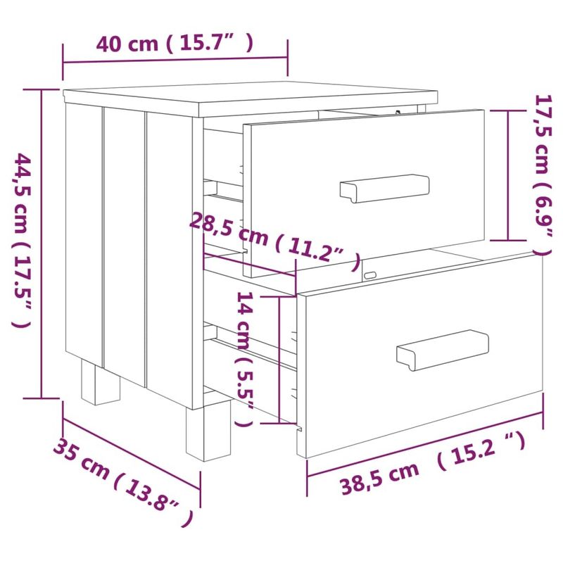 Bedside Cabinet HAMAR Light Gray 15.7"x13.8"x17.5" Solid Pinewood_voghion.com