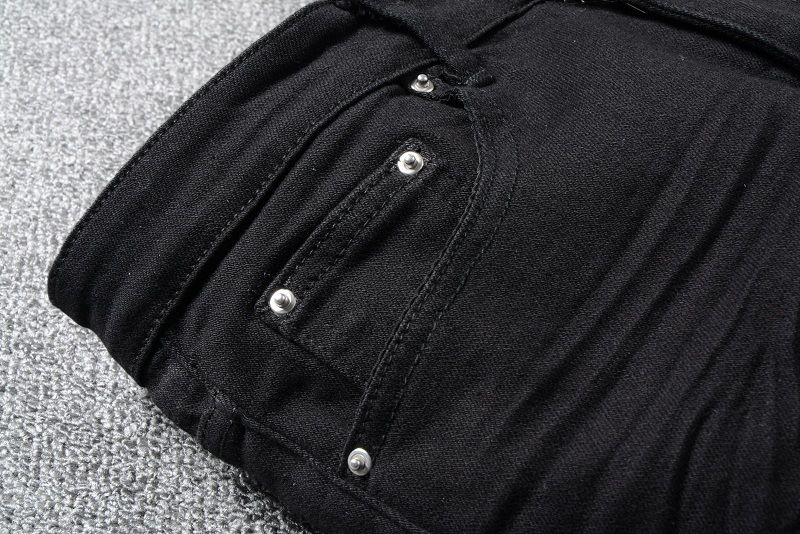 Herrkläder High Street Mode Märke Mode Svarta Rippade jeans Herr Hot Diamond Elastisk Slim Fit Skinny Pants Trend_voghion.com