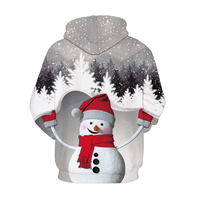 Felpa con cappuccio sportiva ampia con stampa digitale 3D, motivo: pupazzo di neve, serie di cartoni animati, per uomo e donna, primavera e autunno_voghion.com