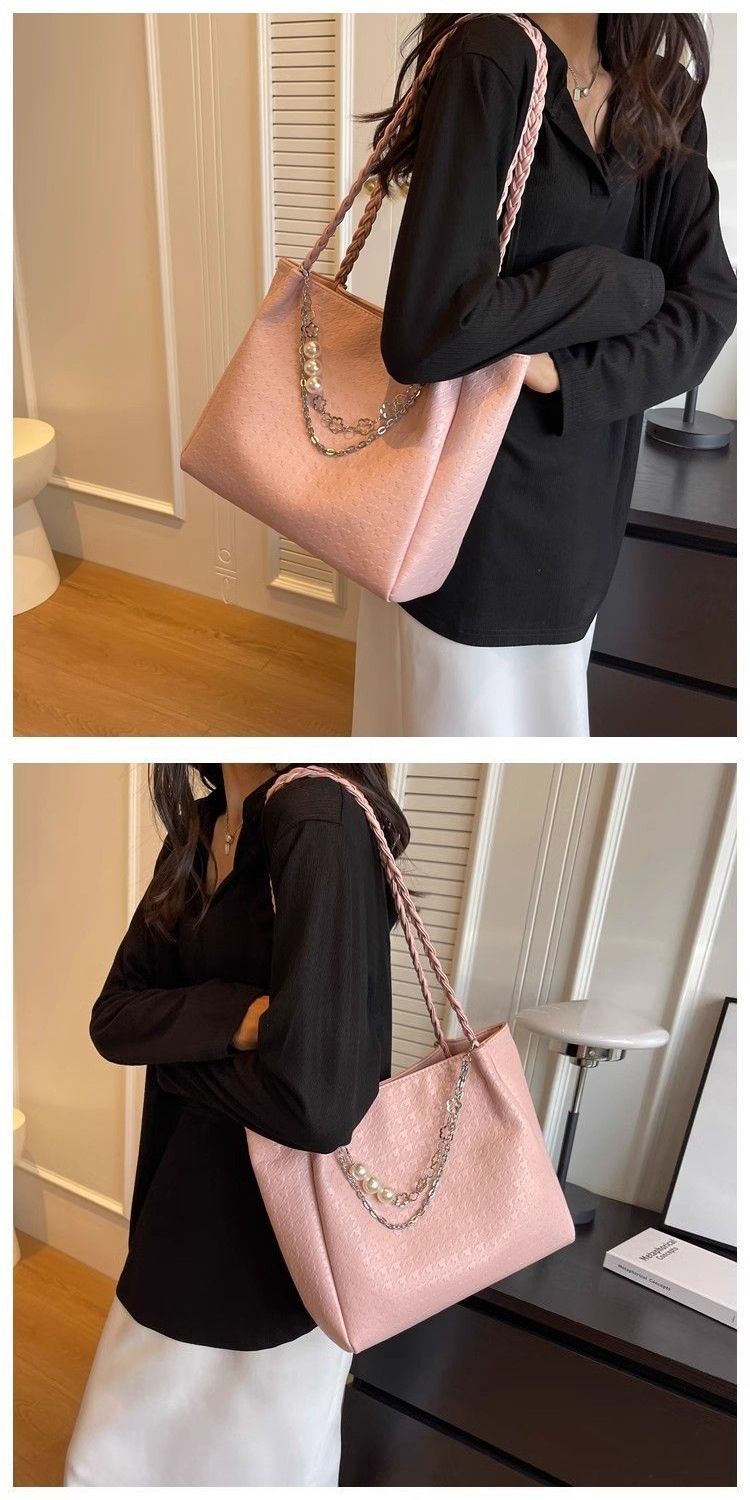 Sac à bandoulière multifonctionnel grande capacité pour femmes, nouvelle collection printemps-été 2025, avec chaîne, adapté aux étudiantes et aux déplacements en classe_voghion.com