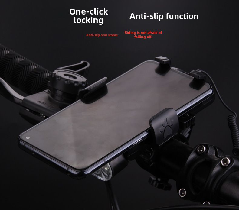Suport telefon mobil pentru bicicletă, baterie externă multifuncțională, lumină puternică, claxon, rezistență mare, blocare cu un singur clic, încărcare telefon mobil_voghion.com