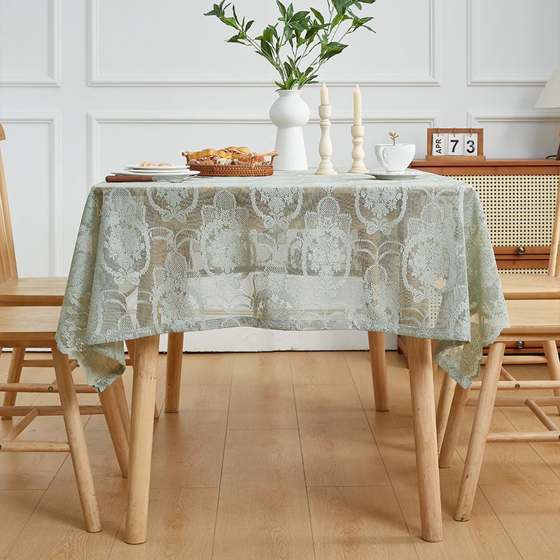 Tischdecke aus französischer Spitze – eleganter, wasserdichter und hitzebeständiger Polyesterstoff für Esstische, rechteckige Form (rot/grün/weiß/beige)_voghion.com