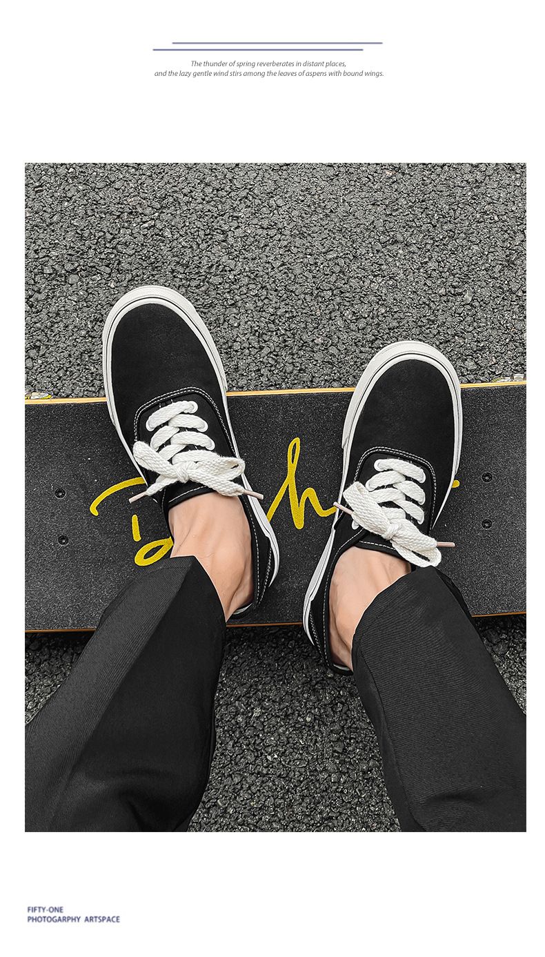 2025 nové studentské nízké plátěné boty, sportovní a volnočasové skateboardové boty, výklenkový design, pánské boty s otevřenou pusou X210_voghion.com