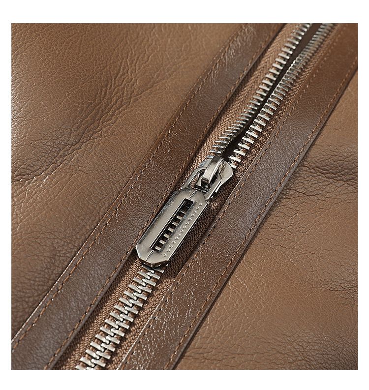 Men's Slim Fit Faux Shearling Jacket, Winter Lined Notch Lapel Coat With Zip Closure, Warm Polyester Blend Outerwear In Black/Brown (Sizes L-4XL)_voghion.com