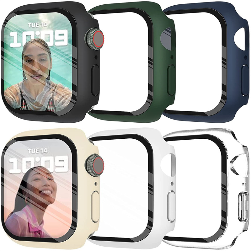 Glass+Case For Apple Watch Serie 7 SE 6 5 4 3 2 1 44mm 45mm iWatch Case 41mm 40mm 38mm 42mm Bumper Screen Protector+Cover Watch_voghion.com
