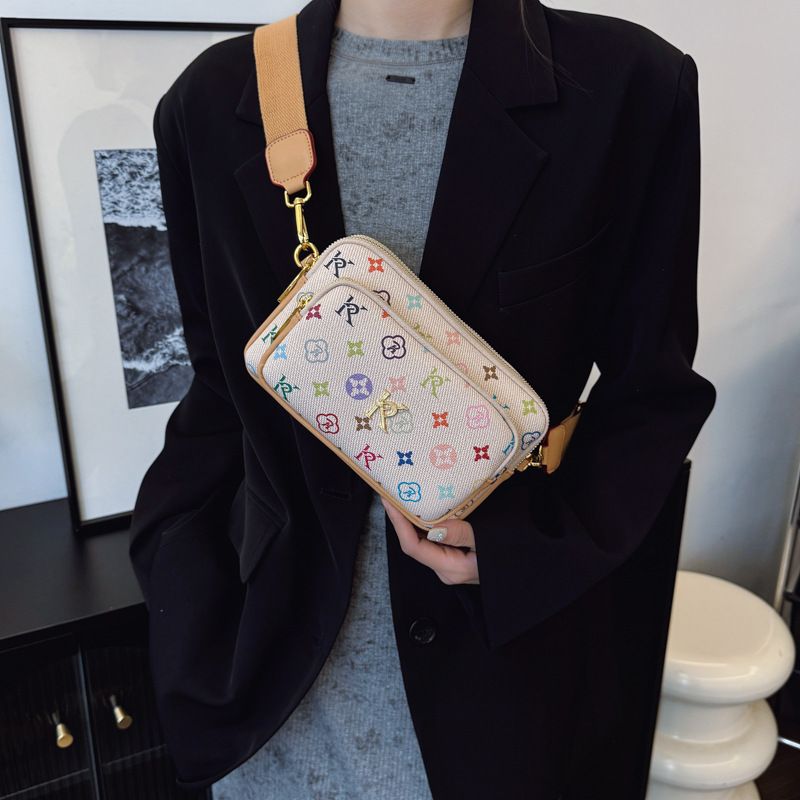 Borsa a tracolla versatile quadrata piccola elegante alla moda, con stampa colorata, per donne, 2025, di alta qualità_voghion.com