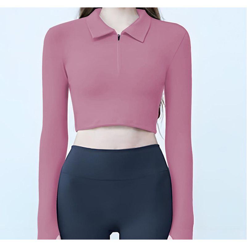 Nowość: Obcisłe topy do jogi z odkrytym stanem i długimi rękawami, damskie, dopasowane, fitness, sporty, bieganie, trening_voghion.com