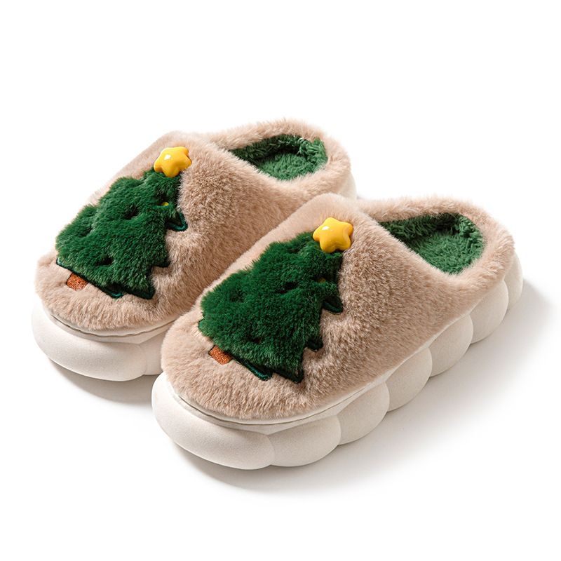 2024 New Christmas Tree Women's Home Unisex Autumn Winter Slippers Barcode Sticker Available_voghion.com