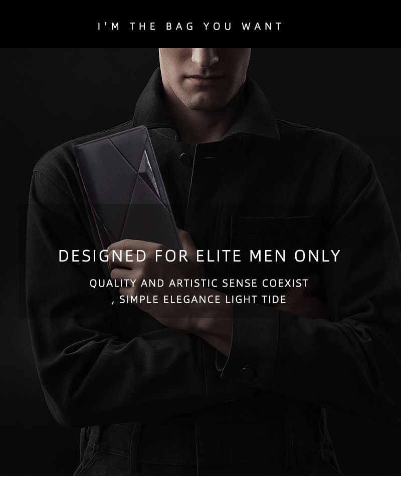 New men's long wallet baellerry cross-border multi-card slot zipper clutch business plain handbag men_voghion.com