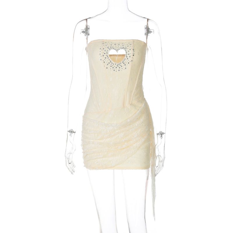 GraceChic Cross-Border Neues Damenmode Strass Herzchen Sexy Trägerloses Spitzen-Bodycon-Kleid_voghion.com