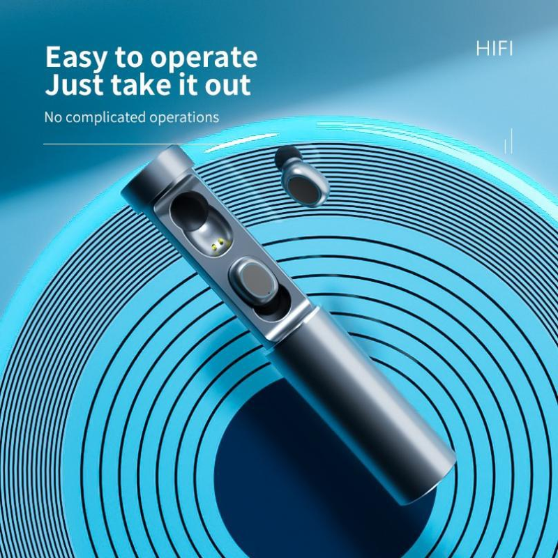 New Private Model N21 Wireless Cylinder Mini Sports In-Ear Bluetooth Earphones TWS LED Display_voghion.com
