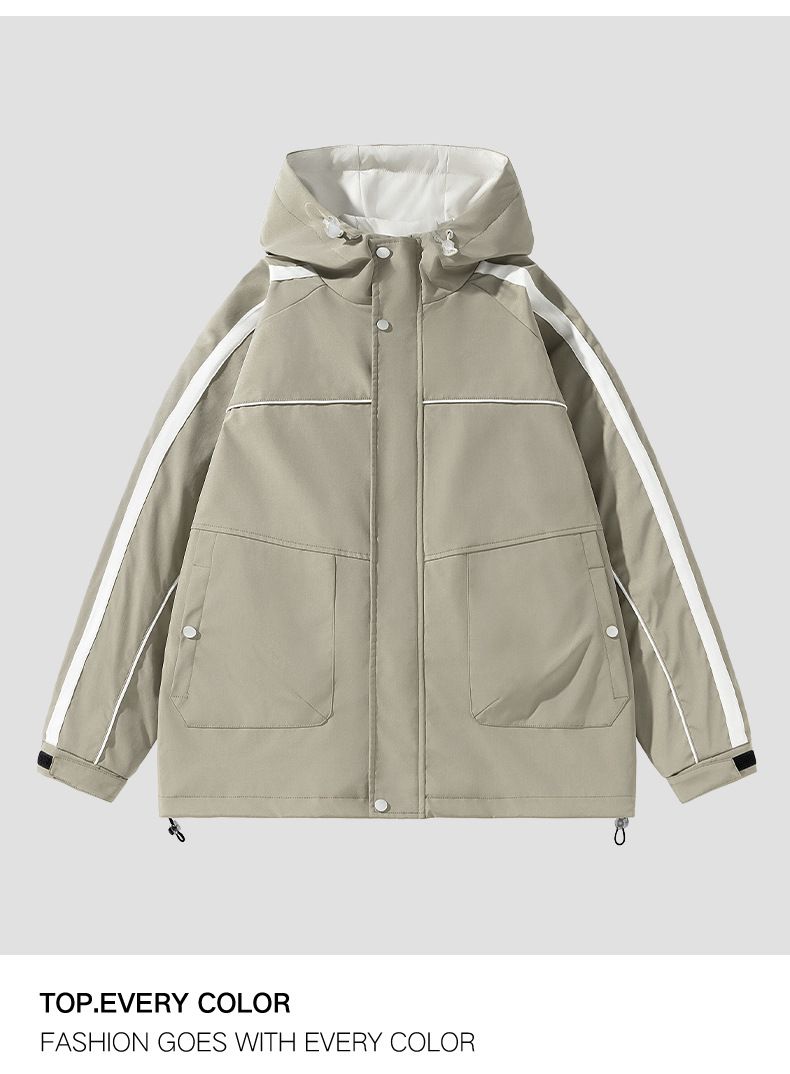 Mantel Herbst mit Kapuze winddicht wasserdicht Sturmjacke locker lässig vielseitig Herrenbekleidung Trend_voghion.com