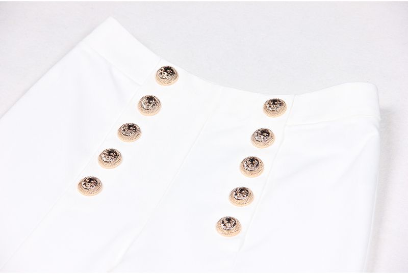 Women's clothing new fashion double-breasted rivet concealed button loose straight pants women's trousers casual commuting supply_voghion.com