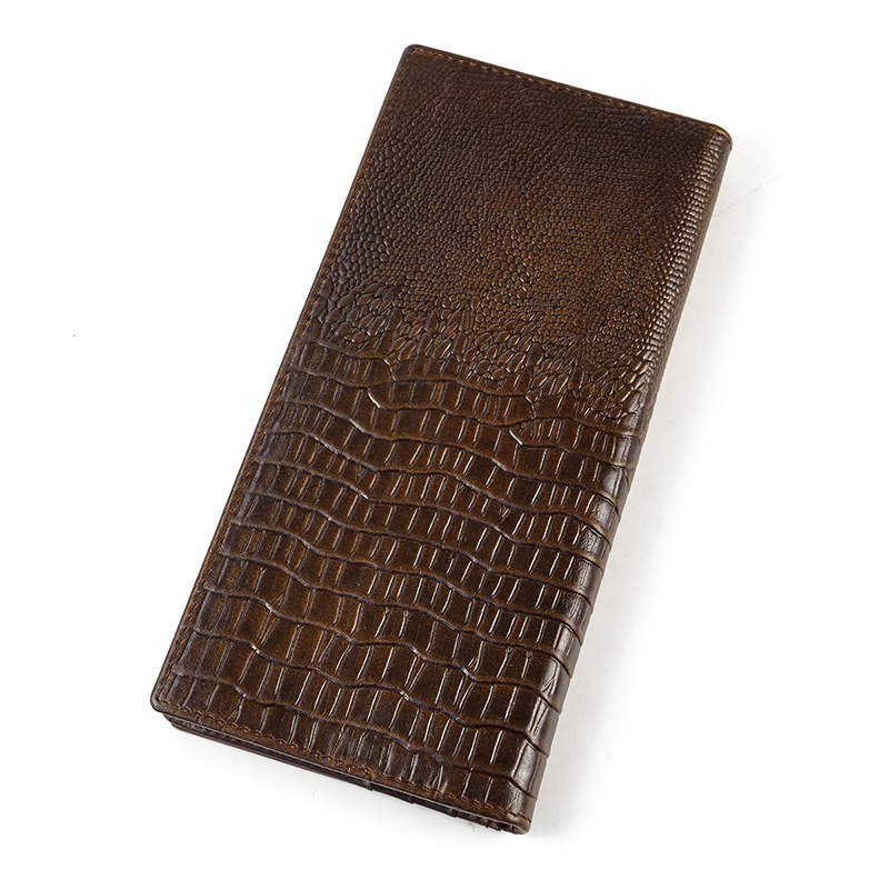 Miesten vintage-lohikäärme aitoa nahkalompakko Ruskea lehmännahkainen pitkä bifold Ketjulompakko puhelintaskulla muotipitkä_voghion.com