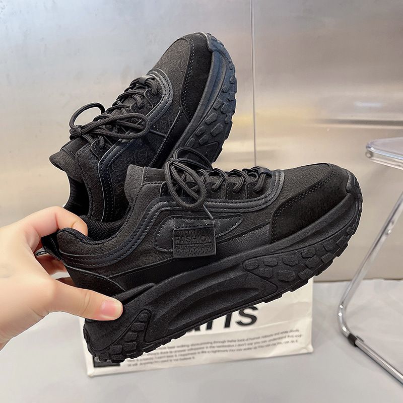 Women's New Spring Breathable Cloth All Match Student Sports Thick Bottom Heightening Running Shoes_voghion.com