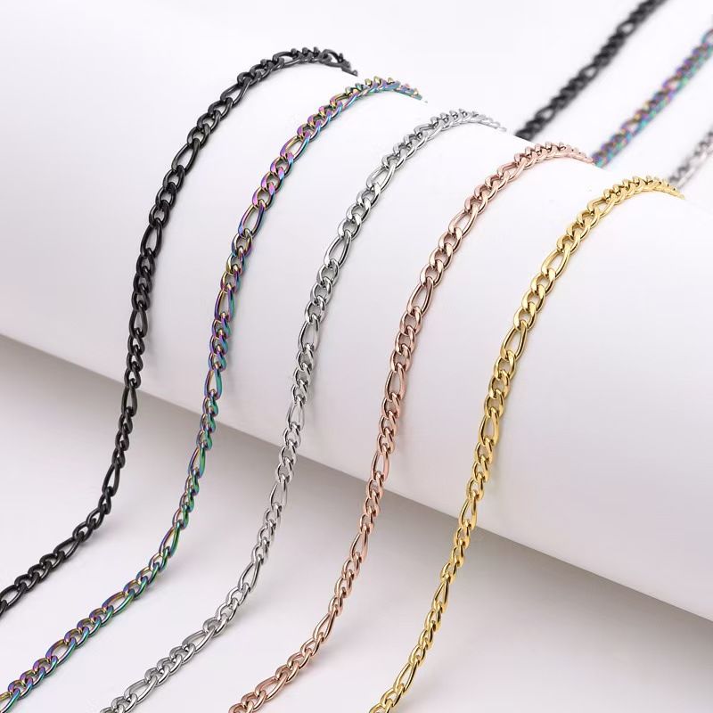 Staless Figaro Halskette, Titanstahl NK3:1, kubanisch-europäisch-amerikanisch, grenzüberschreitend, angesagter Hip-Hop-Schlüsselbeinpullover_voghion.com