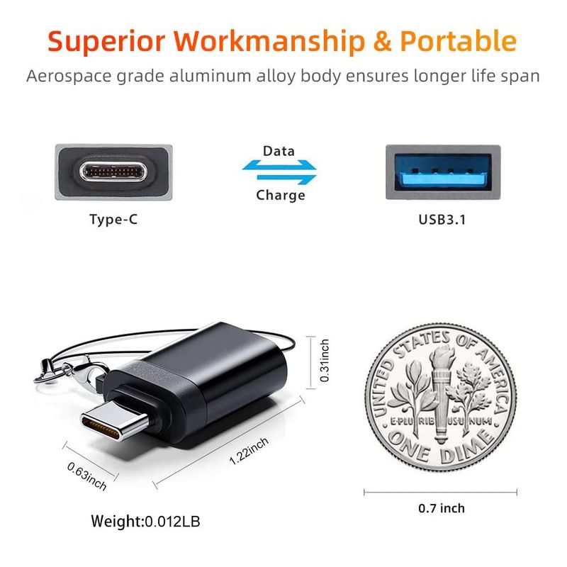 2 ADET 3.0 Tip C OTG Şarj Adaptörü Konnektörü Tip-C'den Erkek Tip-c Adaptör Dönüştürücü PC Kitap Araba USB iPad_voghion.com