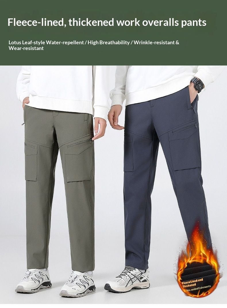 001 Outdoor Three-Proof Sports Women, Autumn And Winter Thickened Warm Hiking Waterproof Softshell Pants, Fleece-Lined Pants_voghion.com