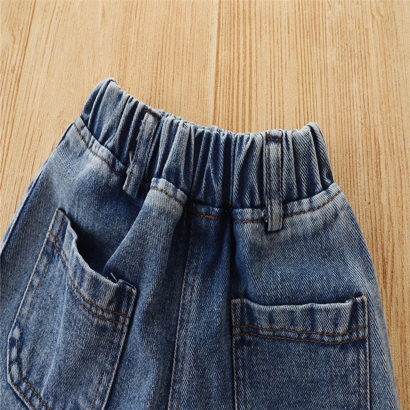 Vêtements pour enfants Été Élégant Vêtements de travail pour filles Denim Deux pièces Cardigan à manches courtes + short_voghion.com