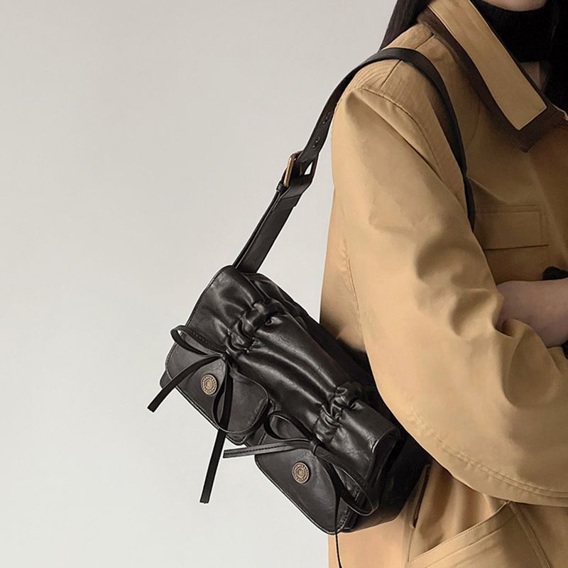 Women's 2025 Spring And Summer New Ballet Style Bow Folding Shoulder Crossbody Bag_voghion.com
