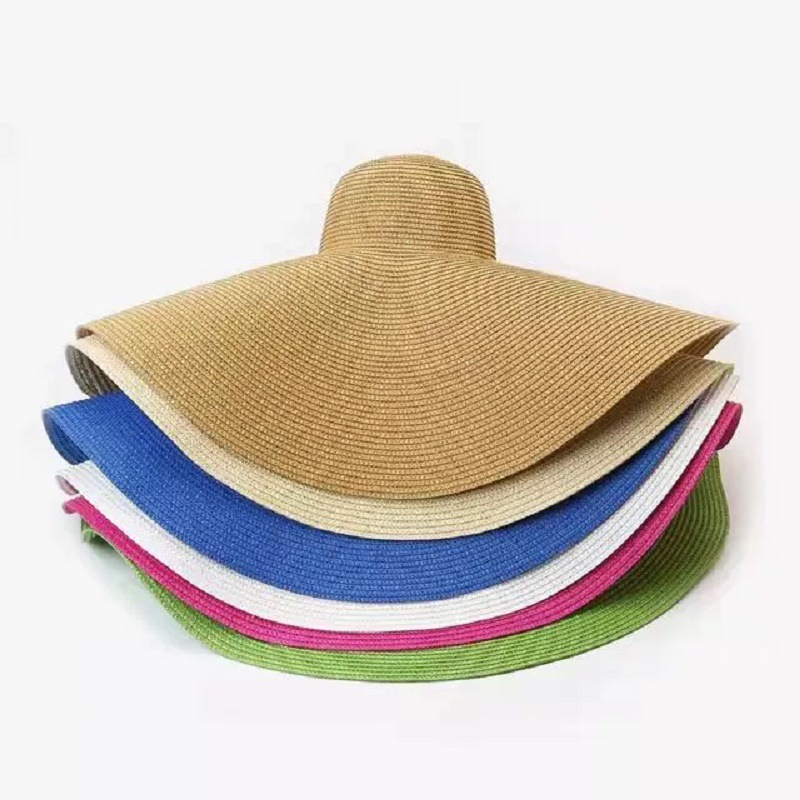 Cappello da spiaggia pieghevole Ins, da donna, in paglia oversize, con tesa larga 70 cm, protezione solare_voghion.com