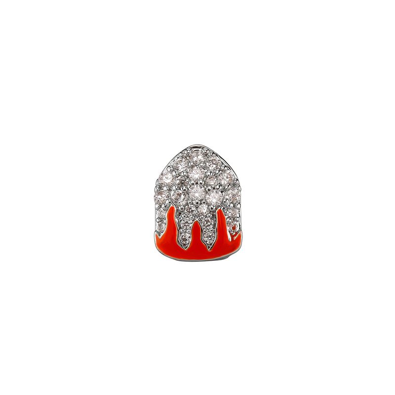Gioielli unisex alla moda, motivo a fiamma singola e doppia, denti in oro zirconio, decorazione per denti abbinata, apparecchio per denti HIPHOP_voghion.com