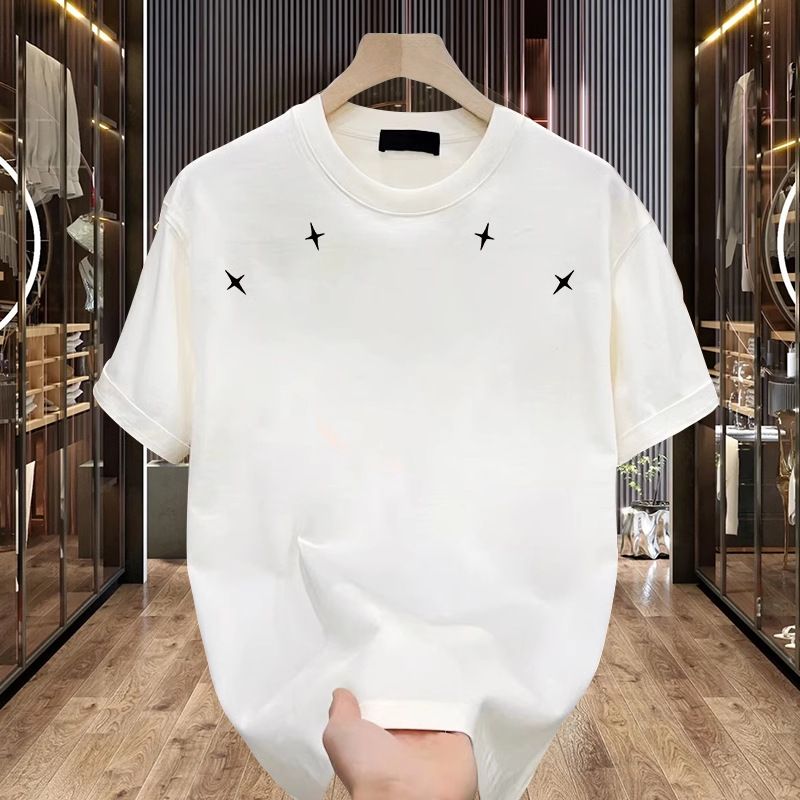 Maglietta estiva pesante da uomo a maniche corte in 100% cotone, da uomo, versatile, casual, a maniche corte, da abbinare a un paio di top._voghion.com