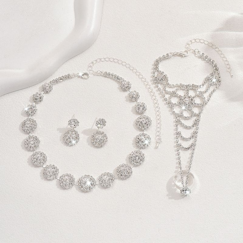 Set di gioielli da donna, alla moda, abiti da sposa alla moda, gioielli da sposa, collana, orecchini, bracciale, anello, rotondo, semplice, abito, accessori per abiti._voghion.com