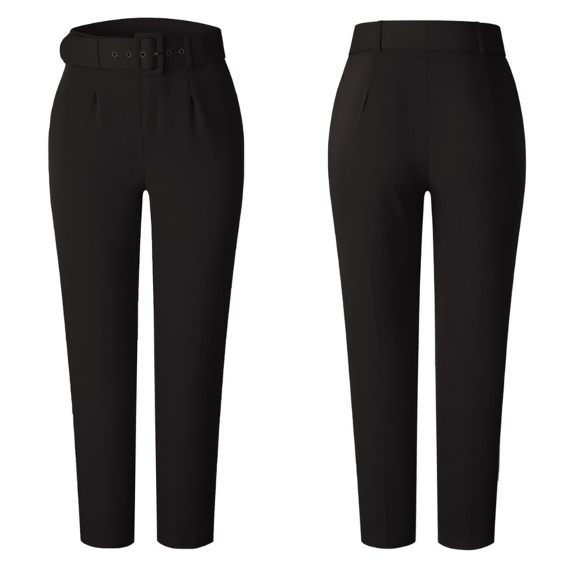 Freizeithose mit hoher Taille, Slim-Fit-Anzughose, Damenhose, Herbst-Berufshose_voghion.com