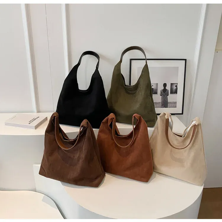 Borse a tracolla vintage da donna, grandi capacità, tinta unita, semplici, casual, da pendolare, retrò, per la spesa_voghion.com