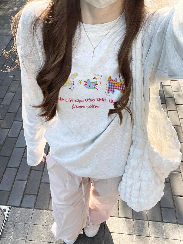 100% Cotton Long Sleeve T-Shirt For Women Early Autumn New Style Regular Shoulder Design Sense Inner Layer Base Shirt_voghion.com