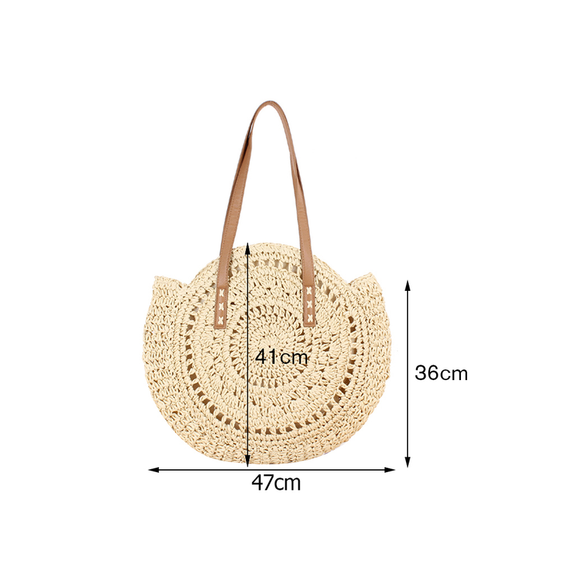 Estate per le donne Borse a tracolla in paglia Borsa da spiaggia all'uncinetto in rafia intrecciata con manico superiore intrecciato in rattan Borse casual 2023_voghion.com