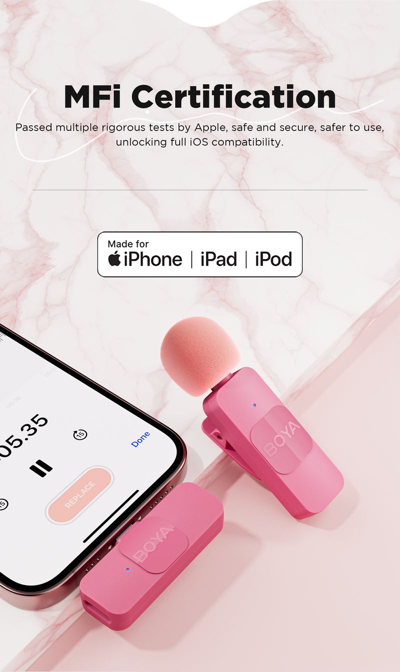 BOYA BY-V-P Wireless Lavalier Lapel Microphone For IPhone15 14 Android Type-C Smartphone YouTube Recording Gaming_voghion.com
