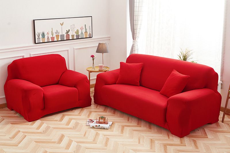 Minimalist Stretch Sofa Cover – Full Elastic Slipcover For Sectional Couches, Solid Colors (Red, Grey, Navy & More), Machine Washable_voghion.com