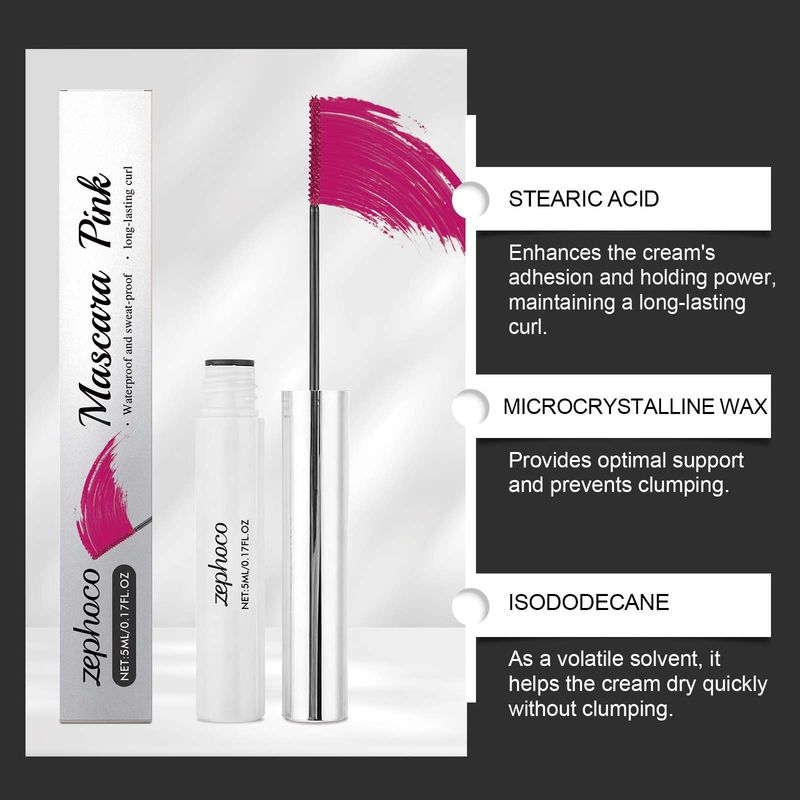 zephoco Pink Curl Mascara Lightweight Natural Curling Long-lasting Smudge-proof Daily Eye Makeup_voghion.com