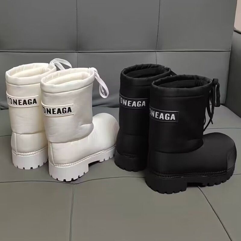 Zees Zees 2024 Winter New Drawstring Big Head Snow Unisex Outdoor Thick Sole Ski Cute And Warm Height Increasing Moon Boots_voghion.com