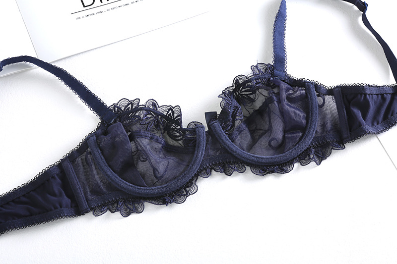 Sous-vêtements ultra-fins, confortables, surdimensionnés, en maille, broderie transparente, ensemble de soutien-gorge sexy pour femmes, 9160_voghion.com