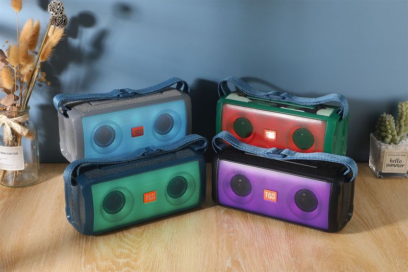 Nuevo Altavoz Bluetooth TG345 para exteriores, luz LED colorida, Radio, tarjeta de inserción, caja, transmisión, Subwoofer_voghion.com