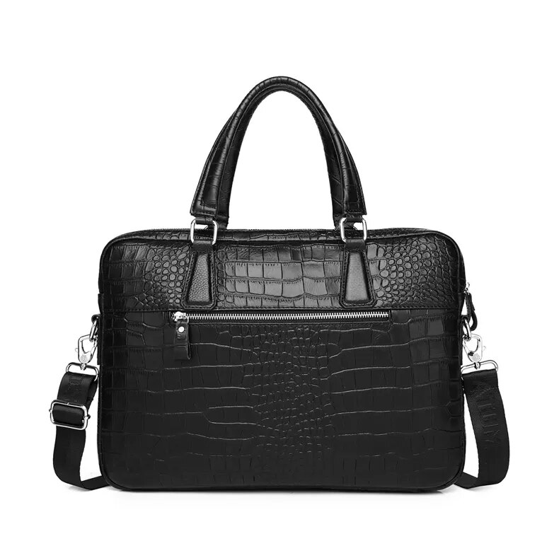 SCHLATUM Genuine Leather Crocodile Grain Briefcases Hard For Men 15.6 Inch Laptop Briefcase Bags Computer Bag Handbags_voghion.com