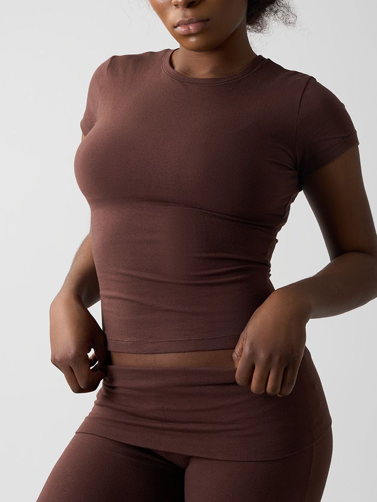 Abbigliamento da donna, ad asciugatura rapida, per yoga, a maniche corte, casual, in cotone, coordinato, top fitness, copricostume da esterno, collant_voghion.com
