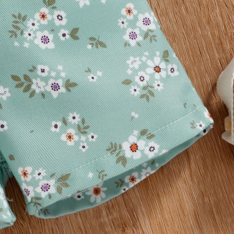 Babykleidung Mädchen zweiteiliges Sommer-Set mit ärmellosen Hosenträgern aus Baumwolle mit Schlaglochmuster_voghion.com