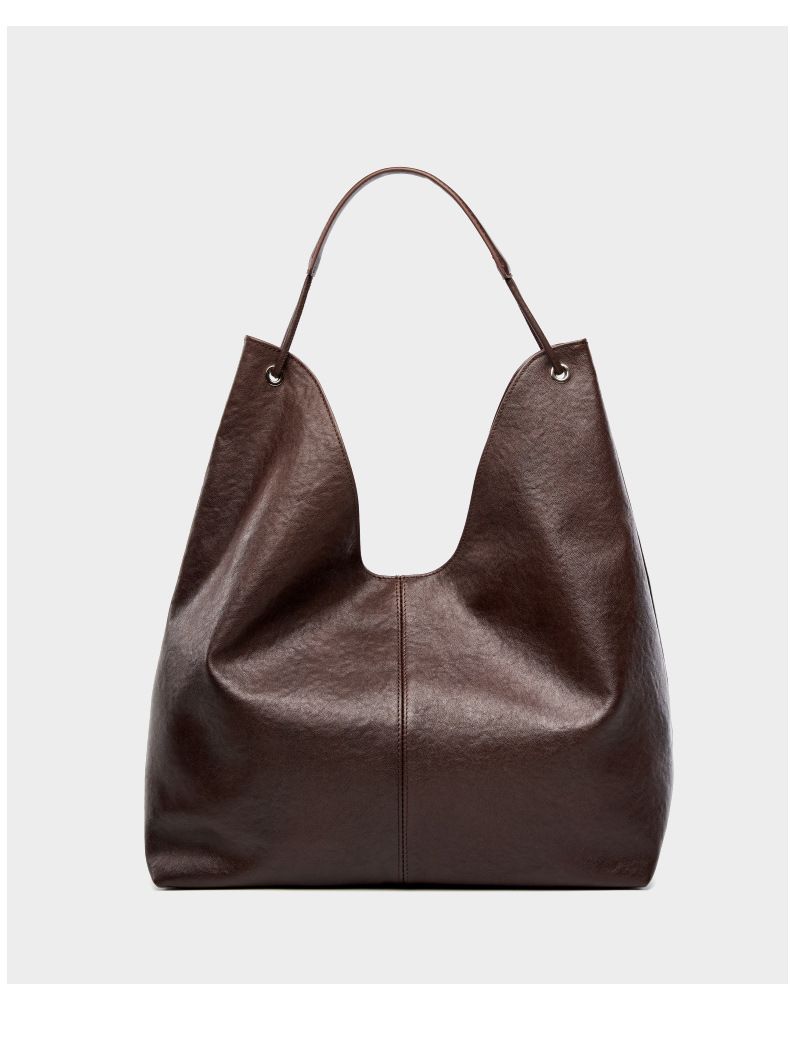 Nuova borsa tote in pelle bovina conciata al vegetale, versatile, capiente e versatile, con una sola spalla, ideale per i pendolari._voghion.com